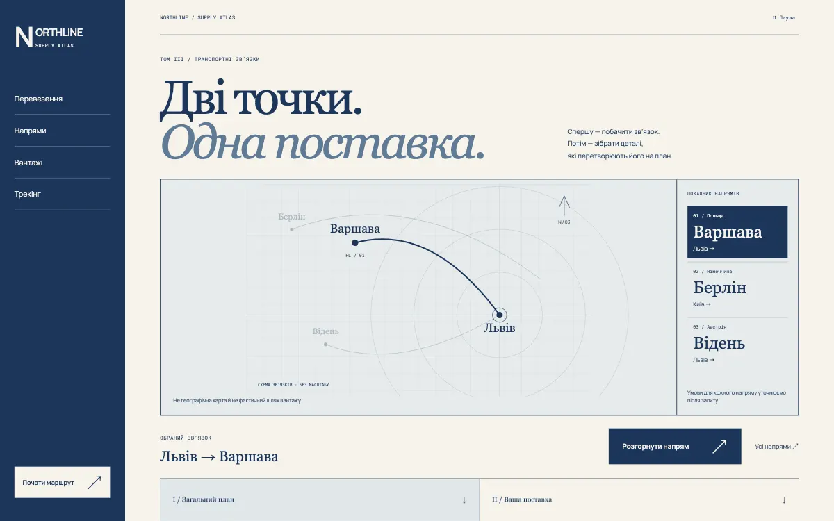 NORTHLINE · SUPPLY ATLAS — перший екран сайту